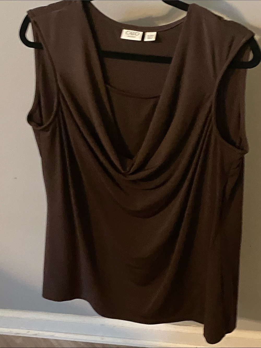 Cato Brown Draped Cowl Neck Tank Top